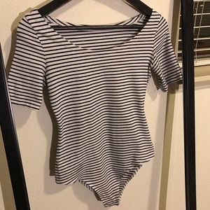 Black and white striped bodysuit